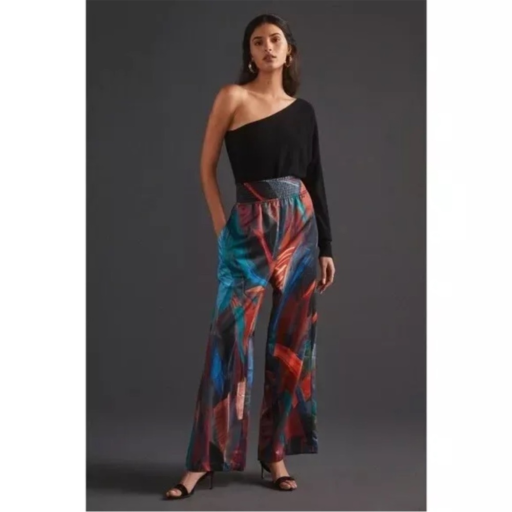 Anthropologie Hutch Colorful Artwork Wide Leg Pants